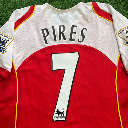 Robert Pires #7 - Arsenal 2004/2005 O2 Red Retro Kit Jersey Trikot Maillot Soccer Shirt