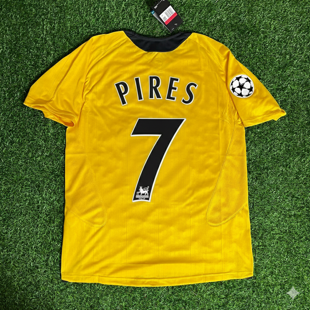 Robert Pires 7 - Arsenal 2005/06 Yellow Retro Kit Jersey Trikot Maillot Maglia