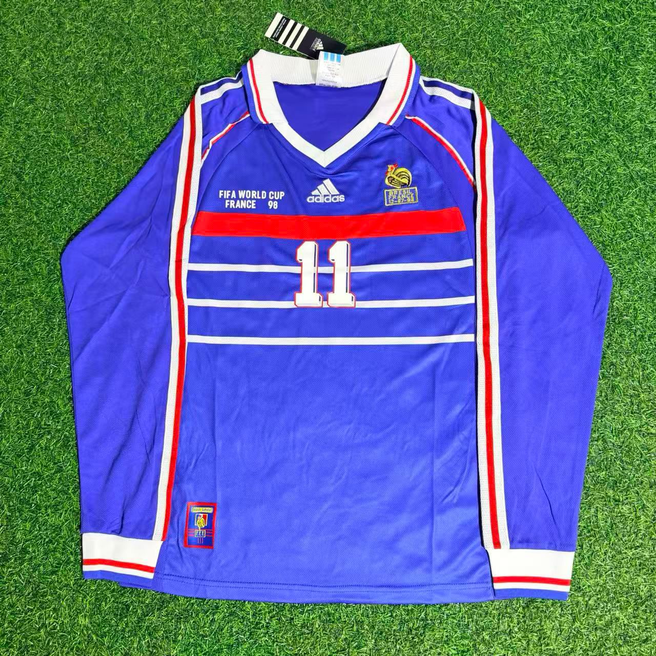 Robert Pires France 1998 World Cup Retro Long Sleeve Football Jersey Maillot Trikot Soccer Shirt
