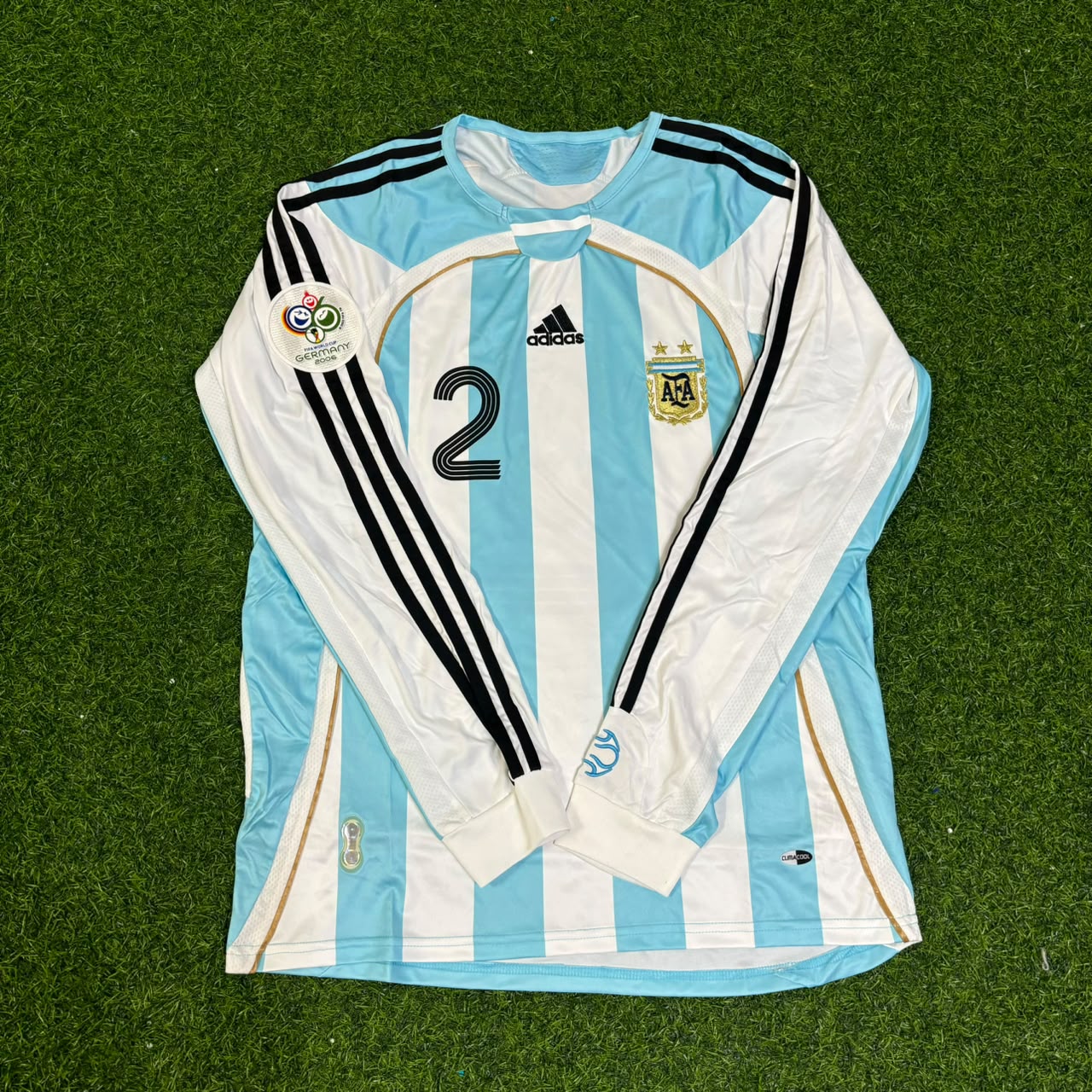 Roberto Ayala #2 Argentina 2006 World Cup Retro Long Sleeve Football Jersey