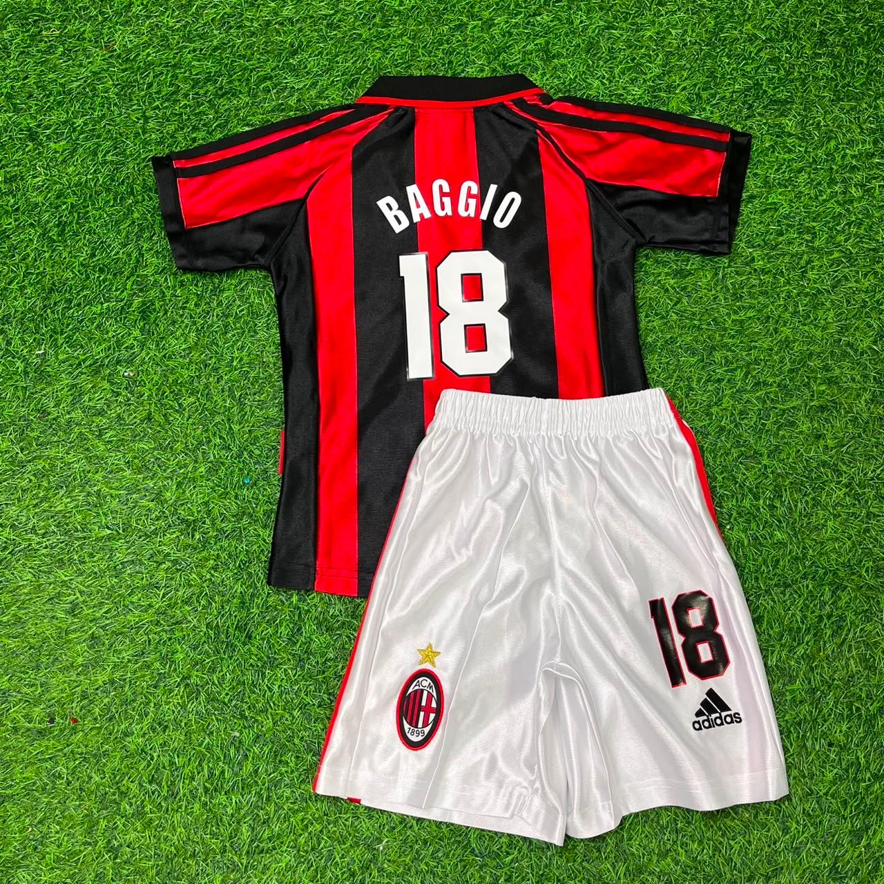 Roberto Baggio Milan Retro Kids Kit – | KinderTrikot | Maillot Enfant Soccer Shirt