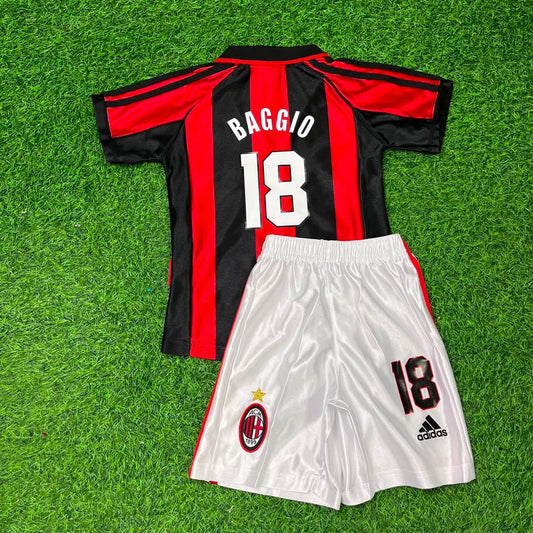 Roberto Baggio Milan Retro Kids Kit – | KinderTrikot | Maillot Enfant Soccer Shirt