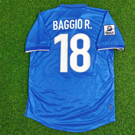 Roberto Baggio Italy 1998 World Cup Home Blue Retro Football Jersey