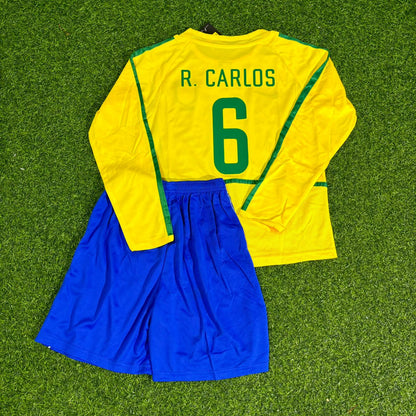 Roberto Carlos #6 Brasilien 2002 Weltmeisterschaft Trikot Heim Langarm Retro