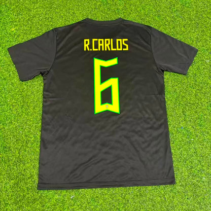 Maillot de football rétro noir Roberto Carlos Brésil