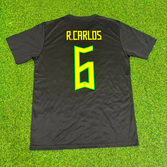 Roberto Carlos Brazil Black Retro Football Jersey Kit