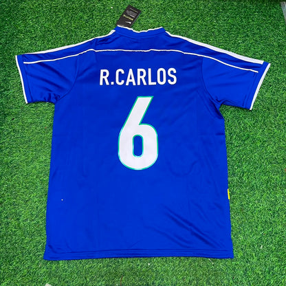 Roberto Carlos Brazil 1997 Blue Retro Football Jersey