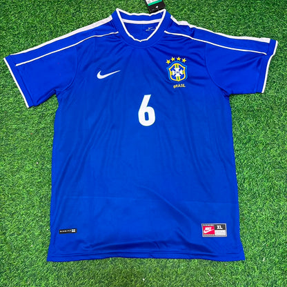 Roberto Carlos Brazil 1997 Blue Retro Football Jersey