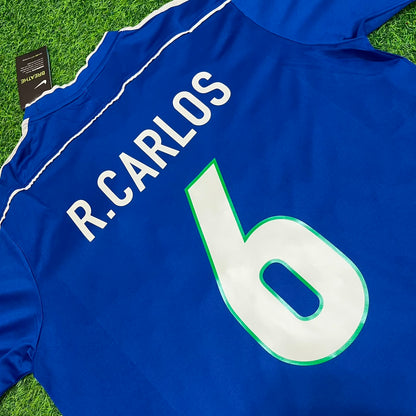 Roberto Carlos Brazil 1997 Blue Retro Football Jersey