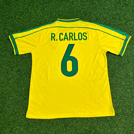 Roberto Carlos #6 Brazil 1998 World Cup Retro Jersey Soccer Shirt