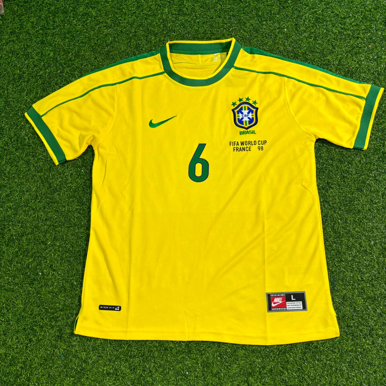 Roberto Carlos #6 Brazil 1998 World Cup Retro Jersey Soccer Shirt