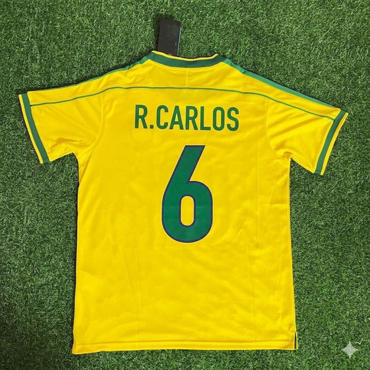 Roberto Carlos #6 Brazil 1998 World Cup Retro Jersey Soccer Shirt