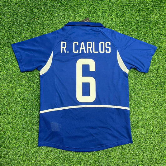 Roberto Carlos Brazil 2002 World Cup Retro Football Jersey Kit