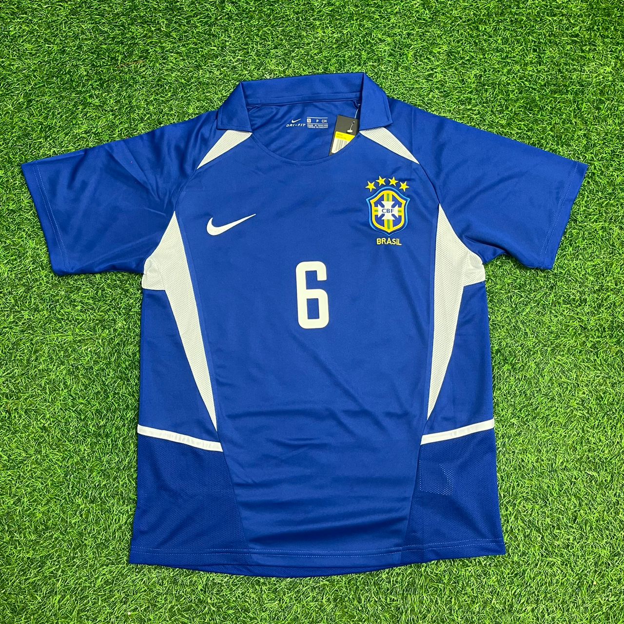 Roberto Carlos Brazil 2002 World Cup Retro Football Jersey Kit