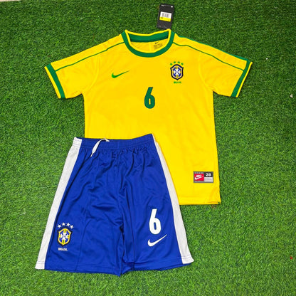 Roberto Carlos #6 Brasilien WM 2002 Retro Kinder Fußballtrikot Trikot Maillot Enfant Soccer Shirt