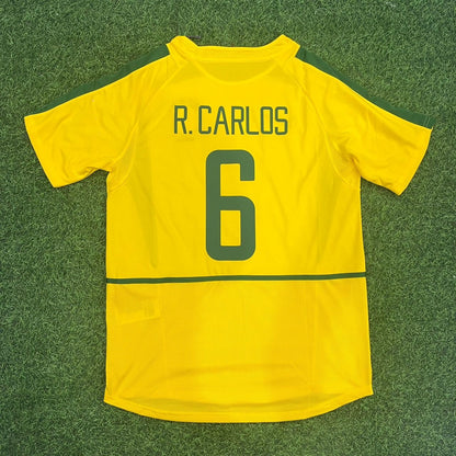 Roberto Carlos Brazil 2002 World Cup Retro Jersey Trikot Soccer Shirt