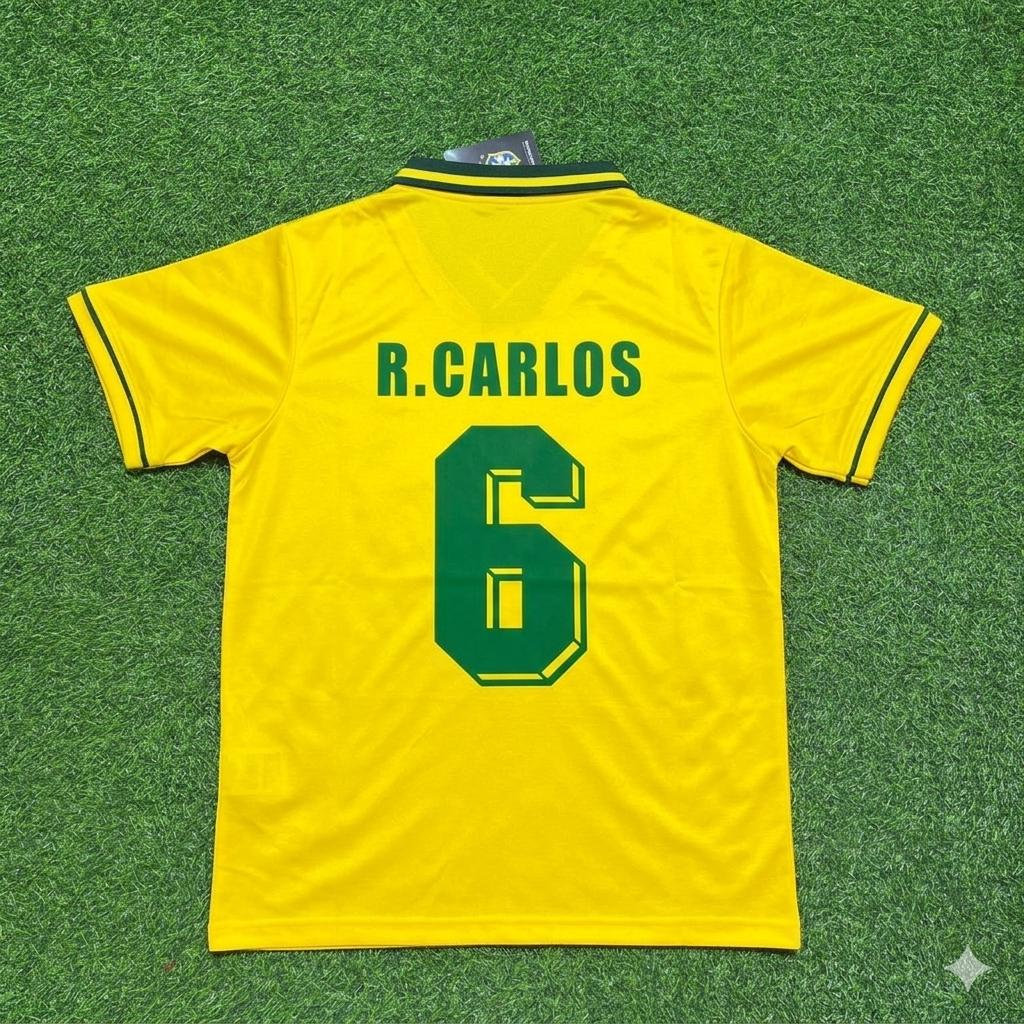 Roberto Carlos #6 Brazil Retro Football Jersey
