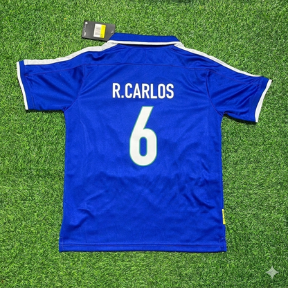 Roberto Carlos Brazil 1997 Blue Retro Football Jersey