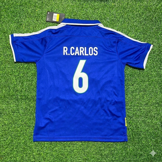 Roberto Carlos Brazil 1997 Blue Retro Football Jersey