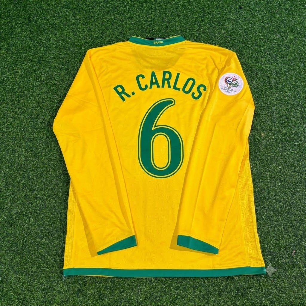 Roberto Carlos #6 Brazil 2006 World Cup Long Sleeve Football Jersey