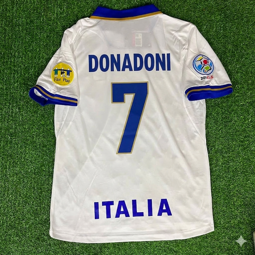 Roberto Donadoni #7 Italy EURO 1996 White Retro Jersey