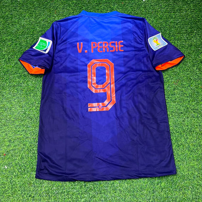 Robin van Persie Netherlands 2014 World Cup Flying Dutchman Special Goal Retro Football Jersey