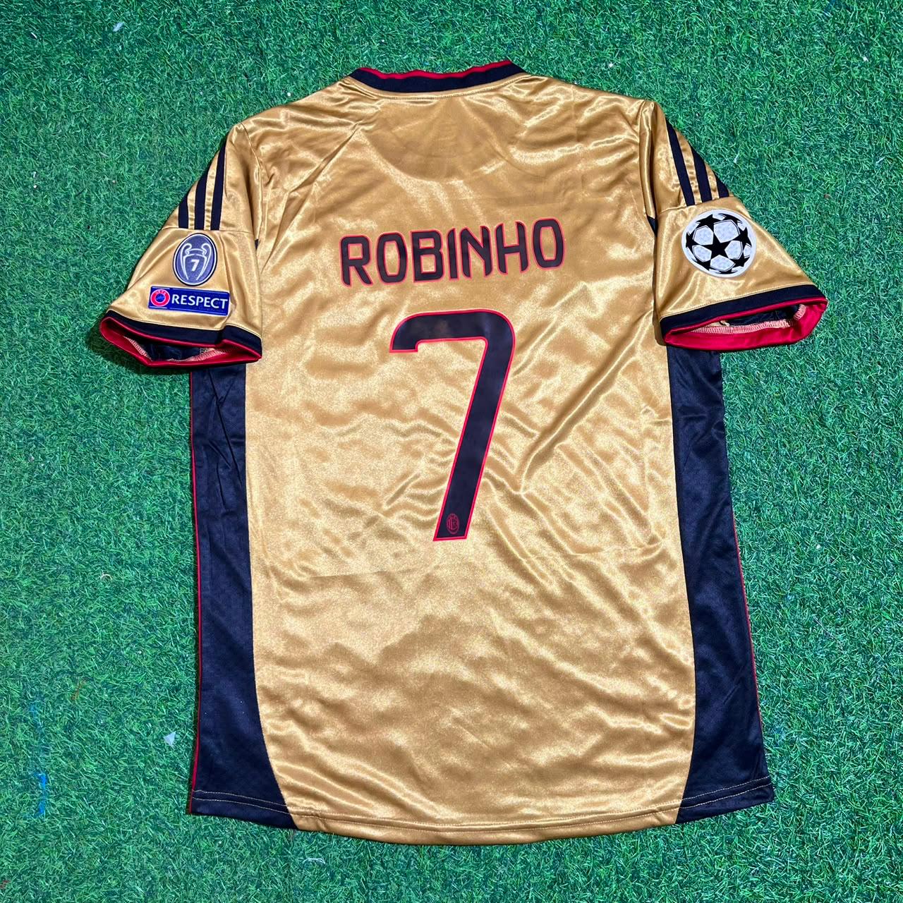 Robinho #7 AC Milan 2013 2014 Gold Retro Jersey