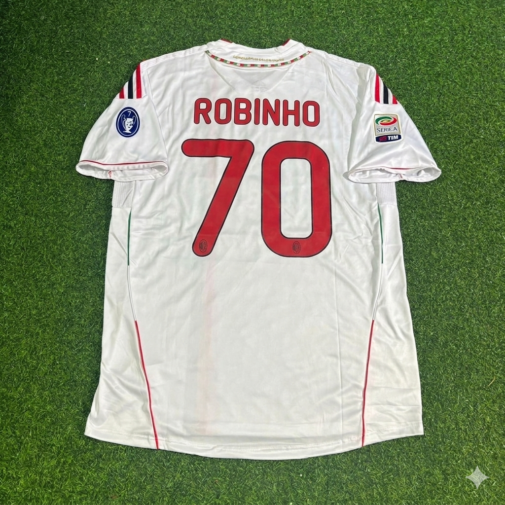 Robinho #70 Milan 2011-2012 White Away Retro Football Jersey