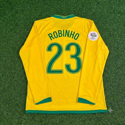 Robinho #23 Brazil 2006 World Cup Long Sleeve Football Jersey