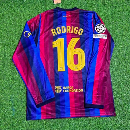 Rodri #16 Barcelona 2027 New Season Champions League Patch Home Long Sleeve Jersey Trikot Maillot Soccer Shirt