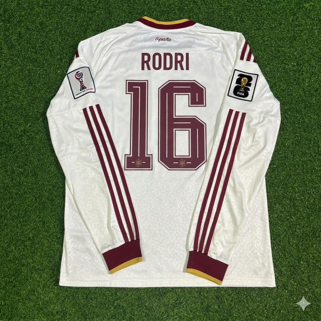 Rodri #16 Spain 2026 World Cup Away Long Sleeve Jersey Trikot Maillot