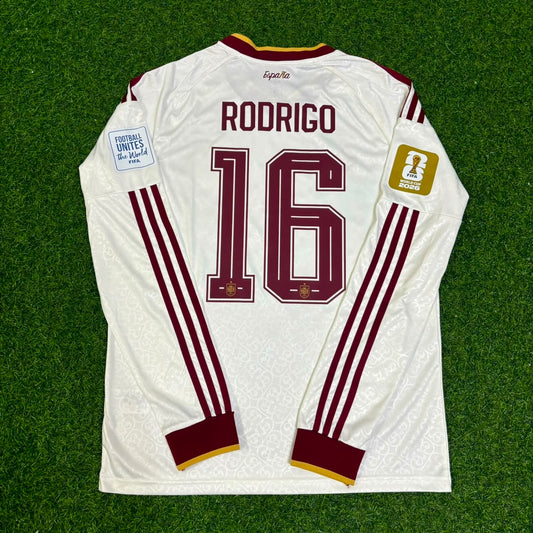 Rodri #16 Spain 2026 World Cup Away Long Sleeve Jersey Trikot Maillot