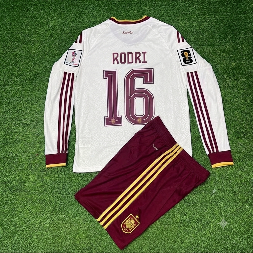 Rodri Spain 2026 World Cup Away Long Sleeve Kids Football Jersey