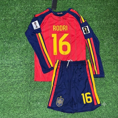 Rodri Spain 2026 World Cup Kids Home Long Sleeve Football Jersey