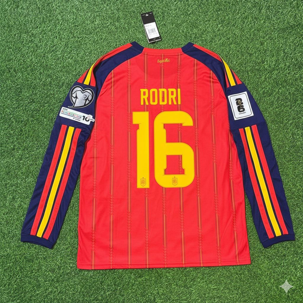 Rodri Spain 2026 World Cup Home Long Sleeve Jersey Trikot Maillot