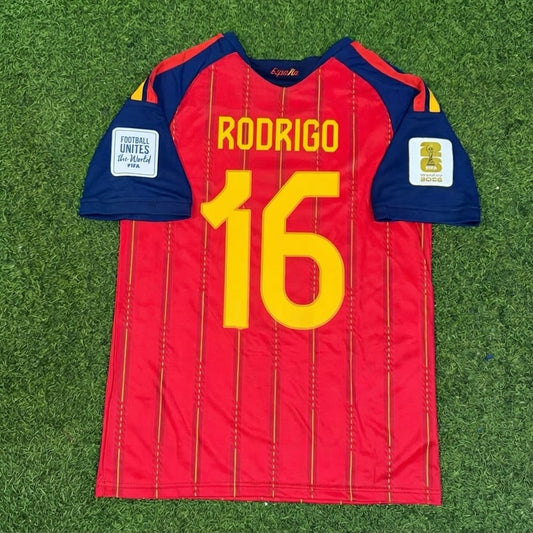 Rodrigo #16 Spain Two Star 2026 World Cup Champions Home Jersey Trikot Maillot