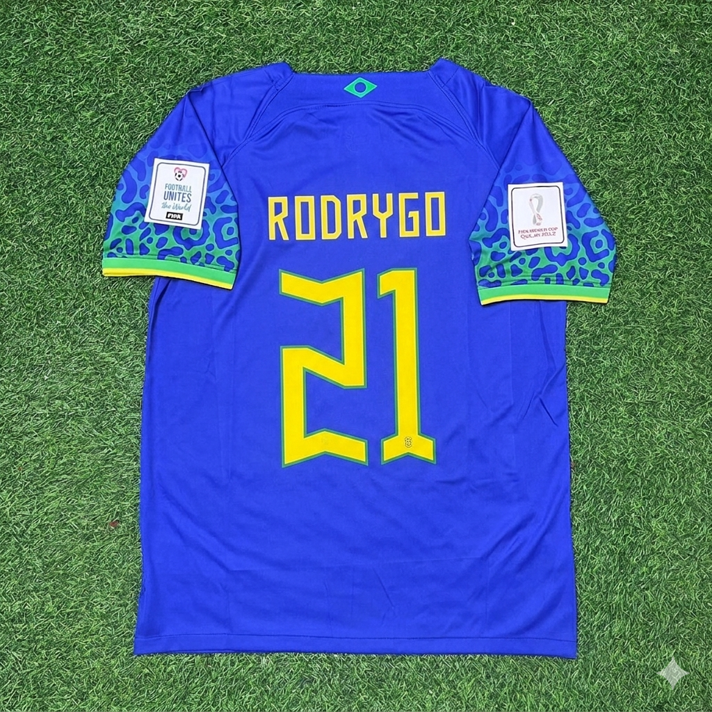 Rodrygo 21 Brazil 2022 World Cup Football Jersey
