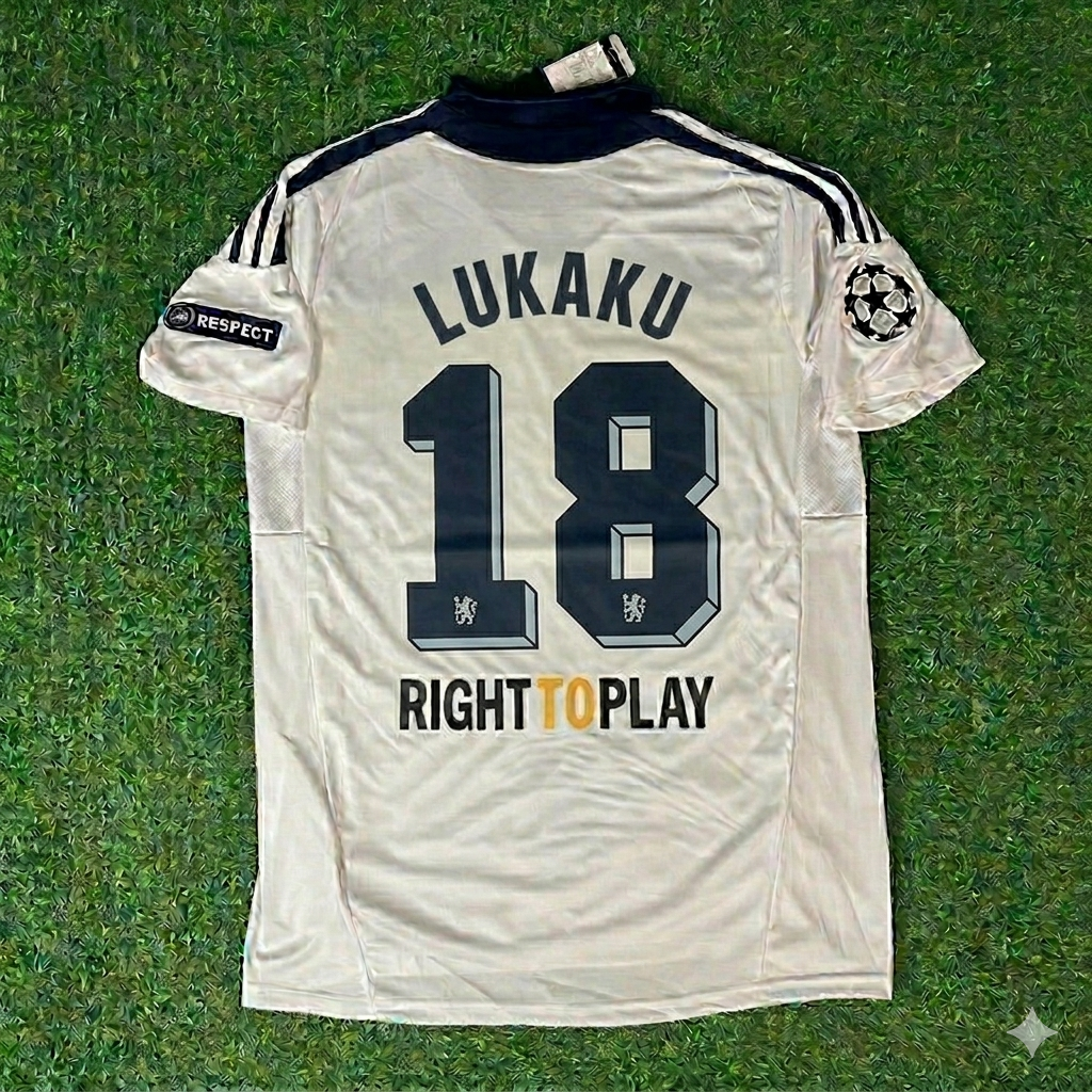 Romelu Lukaku #18 Chelsea 2011 2012 Champions League White Yellow Retro Jersey Trikot