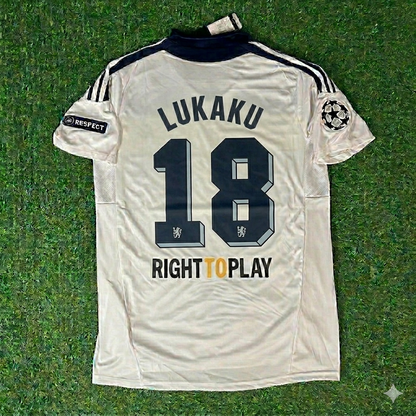 Romelu Lukaku #18 Chelsea 2011 2012 Champions League White Yellow Retro Jersey Trikot