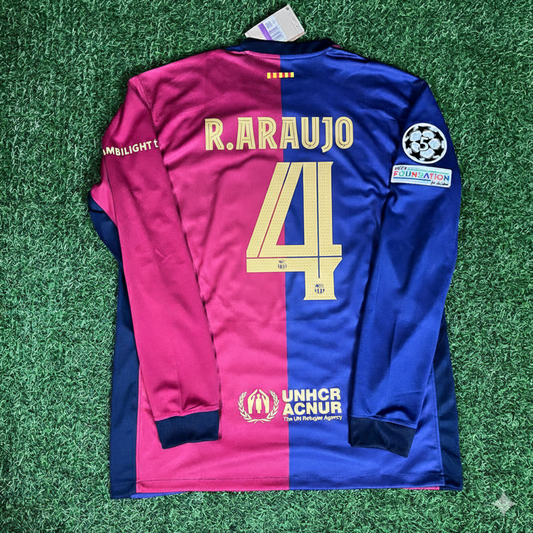 Ronald Araujo 4- Barcelona 2025 Champions League Long Sleeve Jersey Soccer Shirt