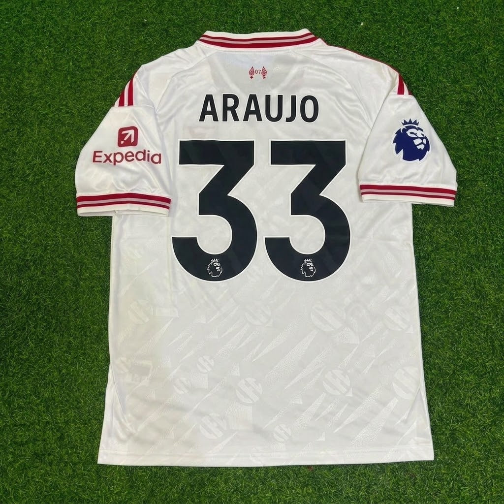 Ronald Araujo #33 Liverpool New Season 2027 White Away Football Jersey Kit