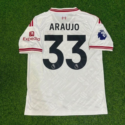 Ronald Araujo #33 Liverpool New Season 2027 White Away Football Jersey Kit