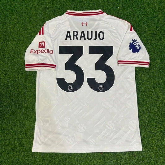 Ronald Araujo #33 Liverpool New Season 2027 White Away Football Jersey Kit