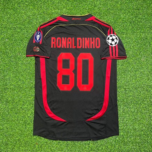 Ronaldinho #80 AC Milan 2008 2009 Home Retro Football Jersey
