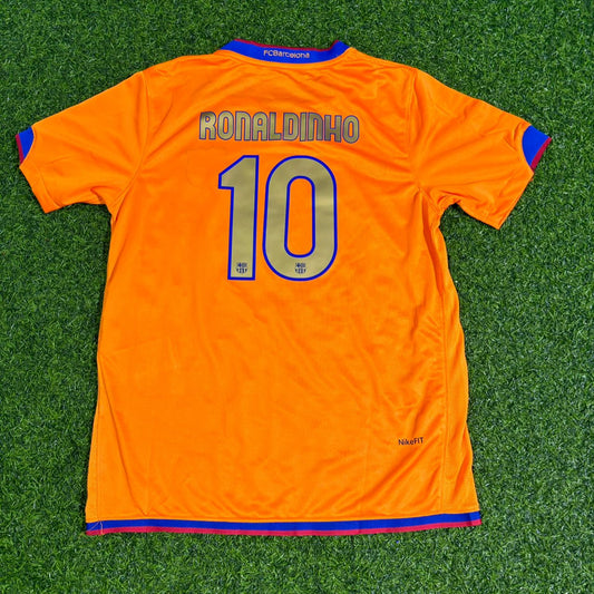 Ronaldinho Barcelona 2006-2007 Orange Retro Football Jersey