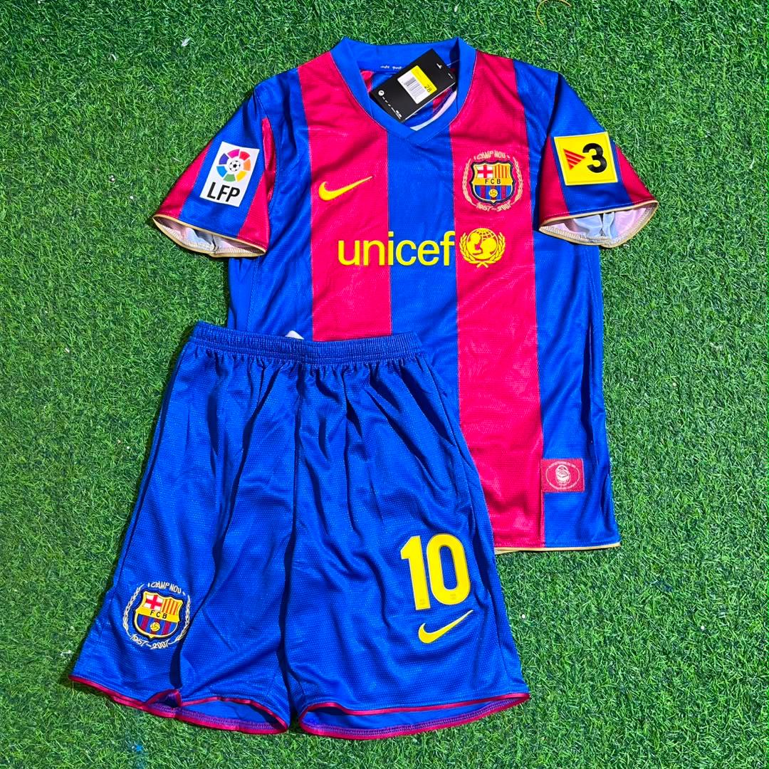 Ronaldinho 10- Barcelona 2007/2008 Retro KIDS Football Jersey