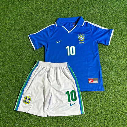 Ronaldinho Brazil Blue Kids Retro Football Jersey