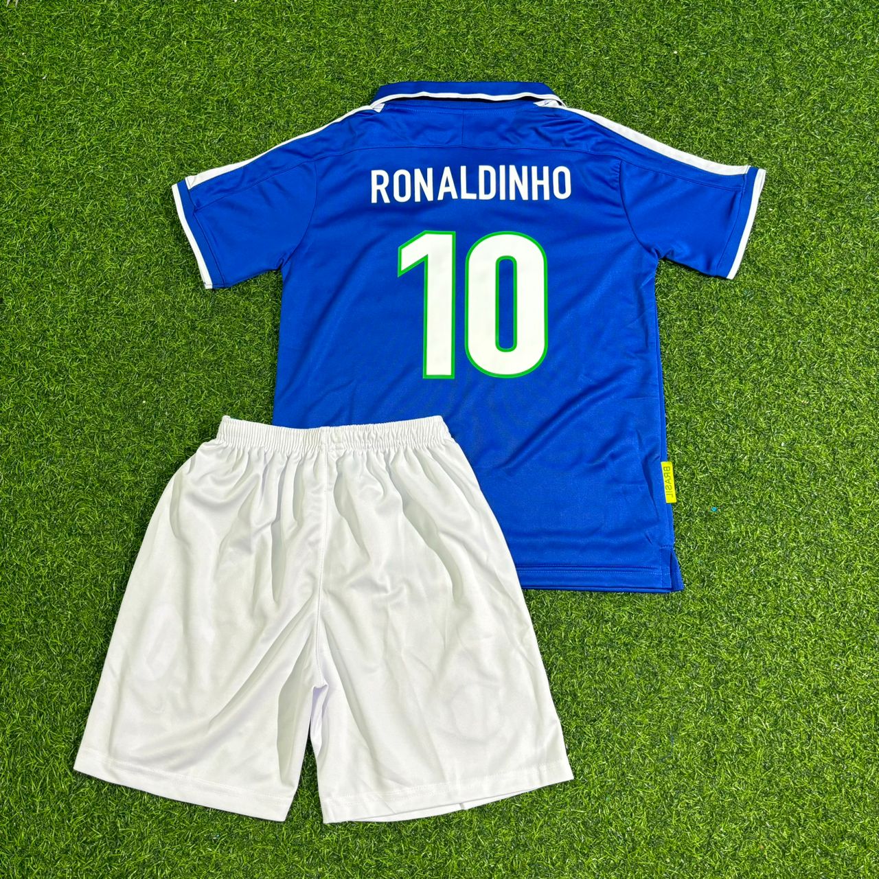 Ronaldinho Brazil Blue Kids Retro Football Jersey