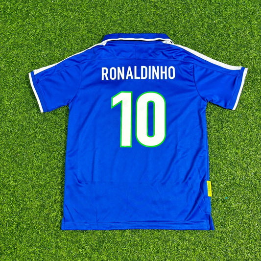Ronaldinho Brazil Blue Retro Football Jersey