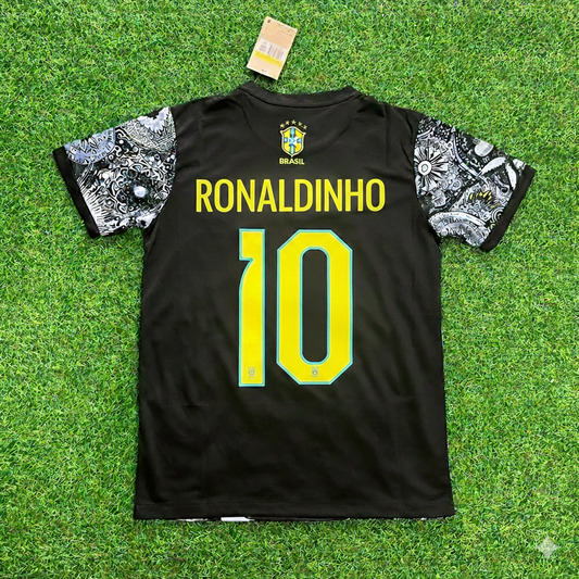Ronaldinho Brazil Iconic Retro Football Jersey Trikot Maglia Soccer Shirt